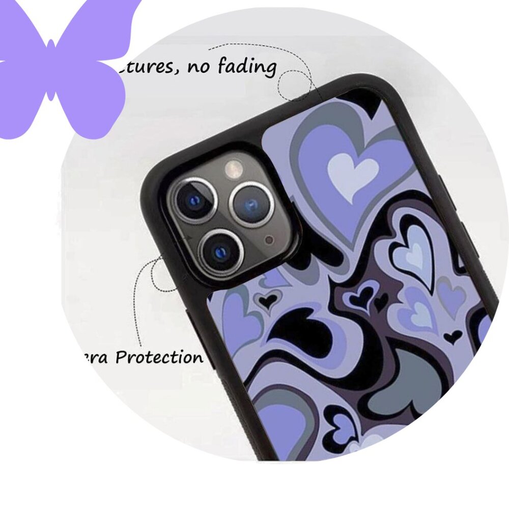 iPhone 11 Purple Heart Phone Case – Slim Soft Protective Cute Cover